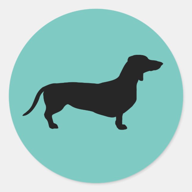 Sticker Rond Cheveux courts Dachshund - Silhouette 1 (Devant)