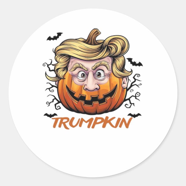 Sticker Rond Cheveux drôle de Citrouille Halloween Boo - Humour (Devant)