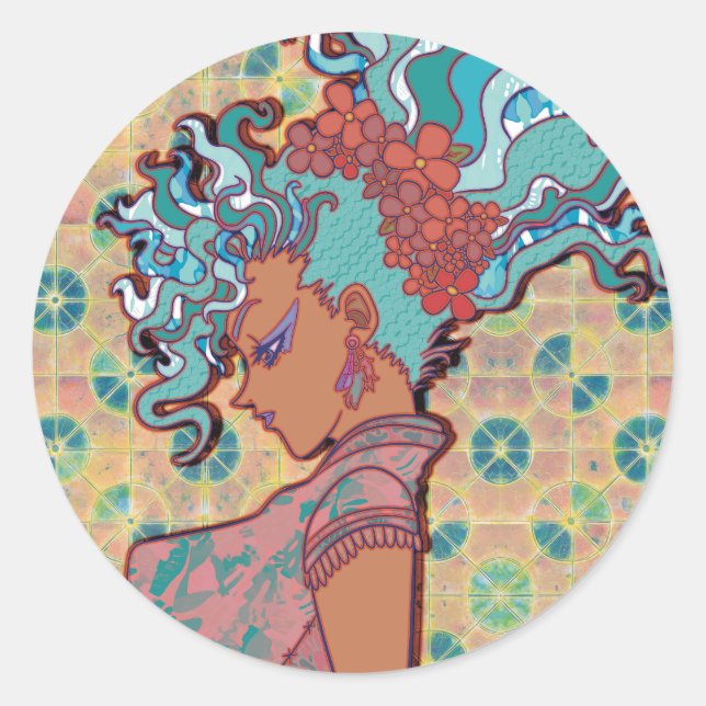 Sticker Rond Cheveux Flottants (Devant)