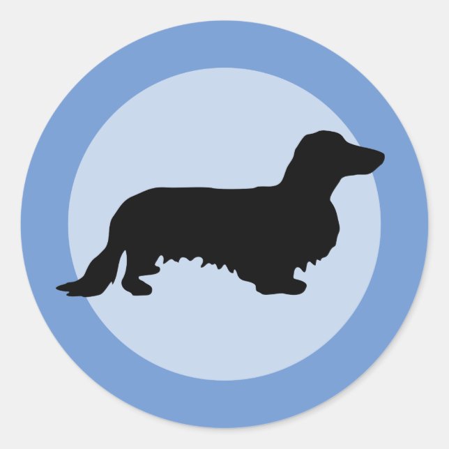 Sticker Rond Cheveux longs Dachshund - Silhouette 1 (Devant)