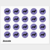 Sticker Rond Cheveux longs Dachshund - Silhouette 1 (Feuille)