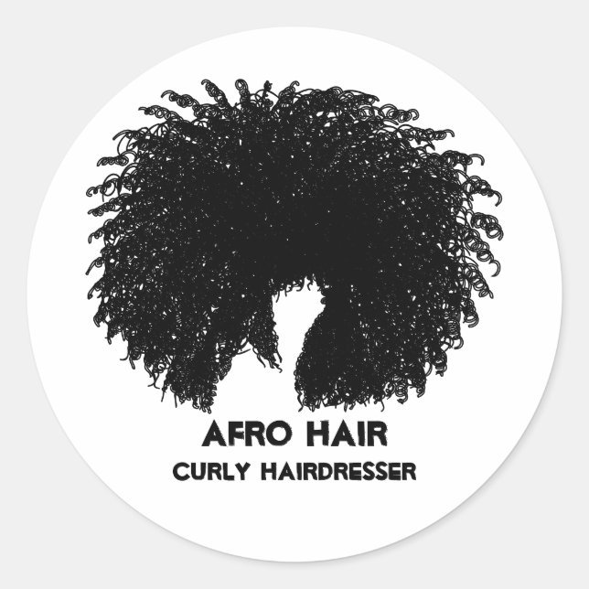 Sticker Rond Cheveux noirs crépus afro (Devant)