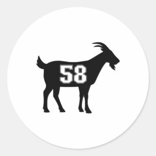 Sticker Rond Chèvre 58 G.o.a.t. Numéro Cinquante-Huit Équipemen