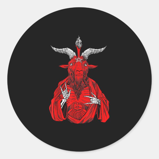 Sticker Rond Chèvre antichrist de Blackcraft Satan Baphomet (Devant)