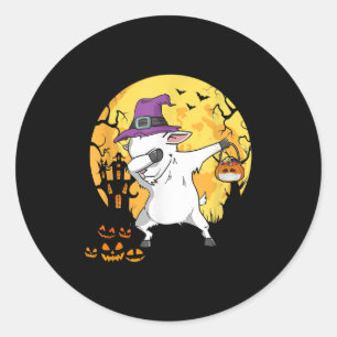 Sticker Rond Chèvre Dabbing sorcière Citrouille Drôle Chien drô