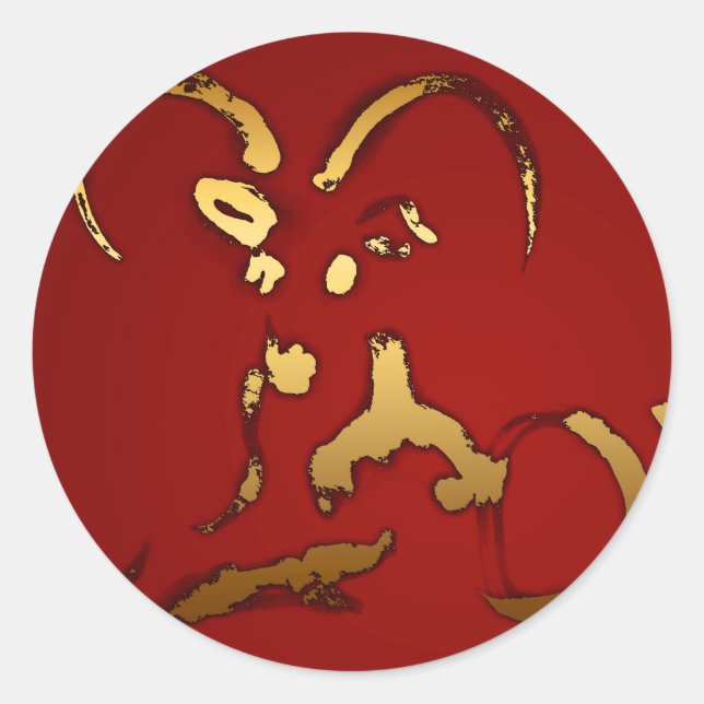 Sticker Rond Chèvre d'or Chinois Vietnamien Nouvel An Round S (Devant)
