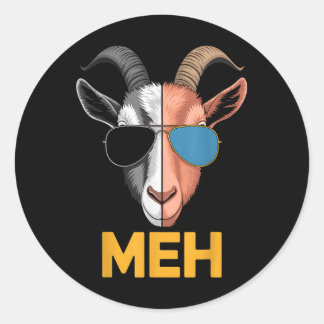 Sticker Rond Chèvre Meh Drôle Amusant Amoureux de chèvre