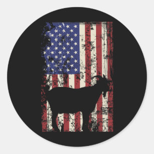 Sticker Rond Chèvre patriotique 4 juillet drapeau américain