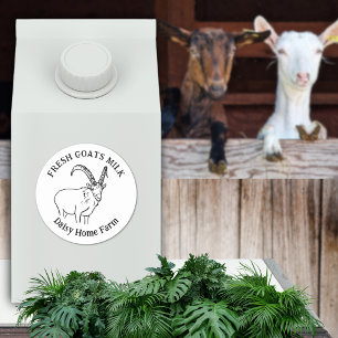 Sticker Rond Chèvres fraîches Lait ajouter Nom Noir et blanc