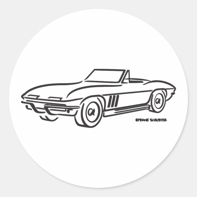 Sticker Rond Chevrolet Corvette 1966 (Devant)