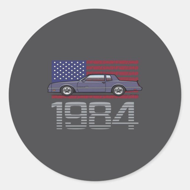 Sticker Rond Chevrolet Monte Carlo Bleu 1984  (Devant)