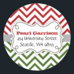 Sticker Rond Chevron Christmas Circle Adresse de retour Label<br><div class="desc">Ces étiquettes d'adresse de retour Cercle de Noël Chevron sont le moyen élégant et facile d'adresser vos Cartes! Ils ont l'air super sur les enveloppes colorées.</div>