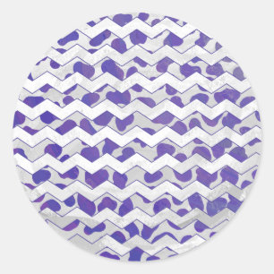 Sticker Rond Chevron Dalmatien violet et blanc