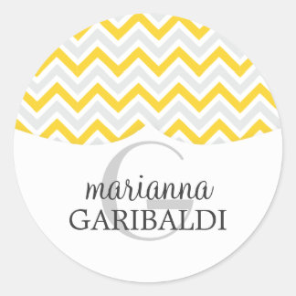 Sticker Rond Chevron Jaune et moderne Personnalisé