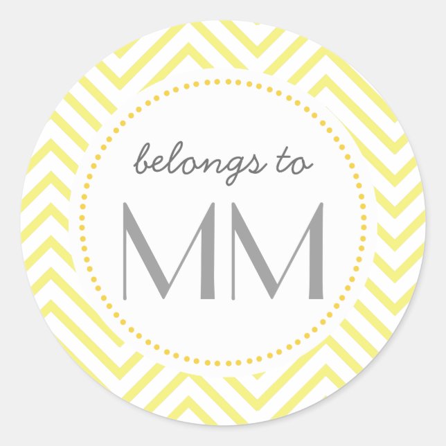 Sticker Rond Chevron Jaune Monogrammé - Mots-clés do-it-yoursel (Devant)