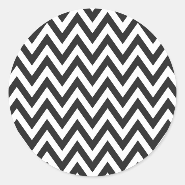 Sticker Rond Chevron Motif noir blanc design d'art géométrique (Devant)