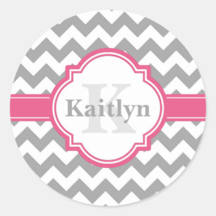Sticker Rond Chevron rose Gris Motif & Quatrefoil marocain