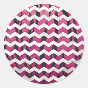 Sticker Rond Chevron Tiger rose chaud et noir