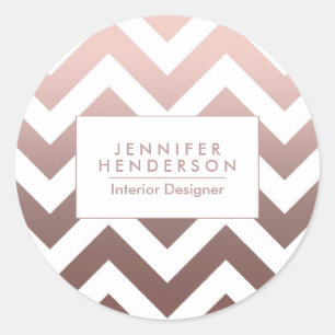 Sticker Rond Chevrons roses en or