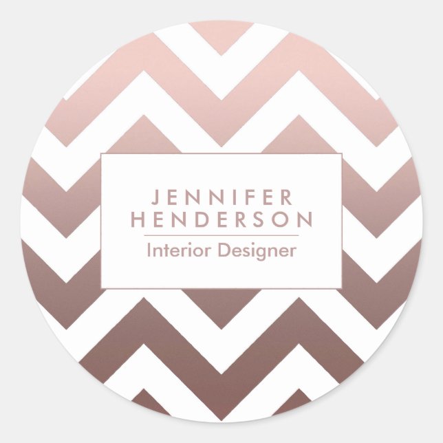 Sticker Rond Chevrons roses en or (Devant)