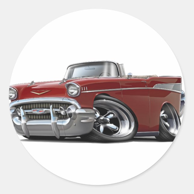 Sticker Rond Chevy Belair Maroon Convertible 1957 (Devant)