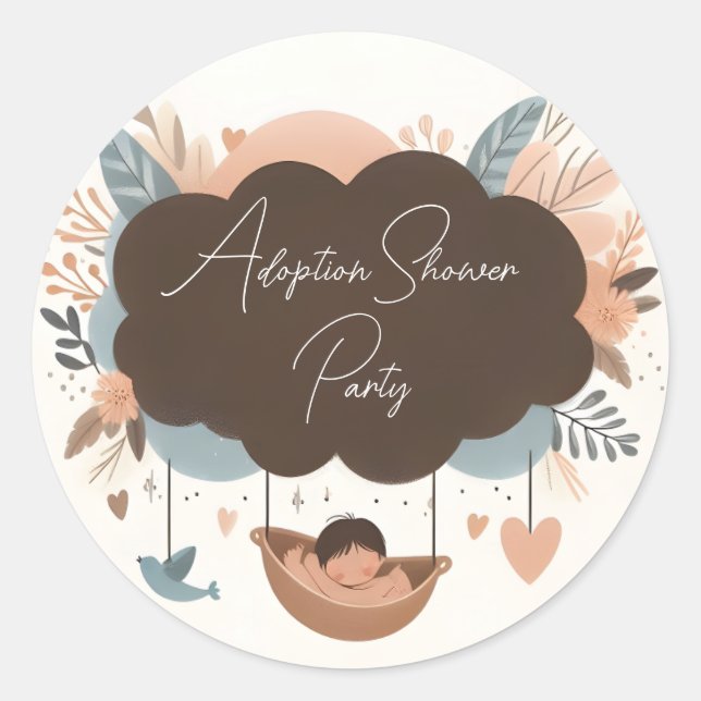 Sticker Rond Chez Enfant Vieux Fils Boho Amusants Jour d'Adopti (Devant)