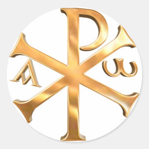 Sticker Rond Chi-Rho d'or