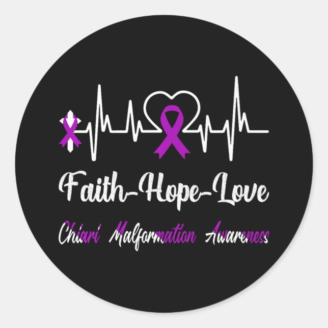 Sticker Rond Chiari Malformation Sensibilisation Heartbeat Chri (Devant)