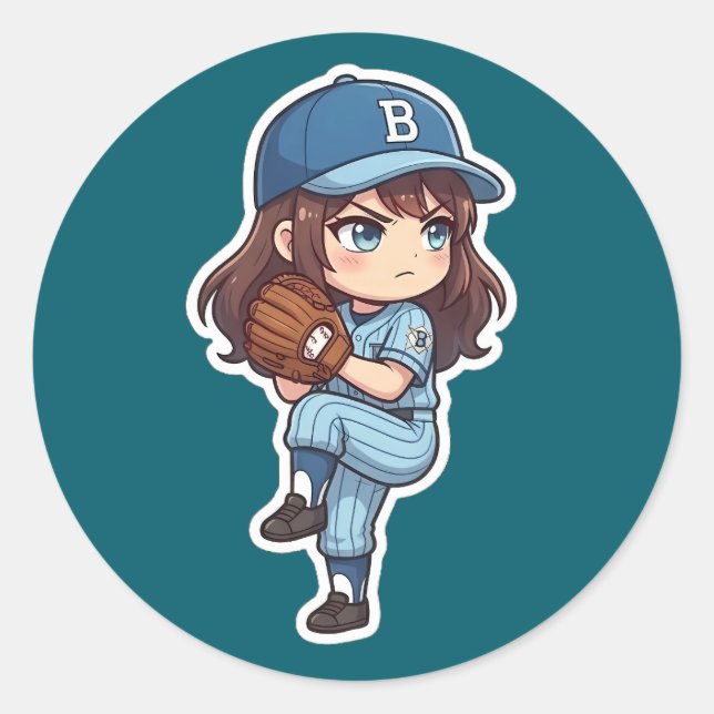 Sticker Rond Chibi Baseball 2026 Edition - Pitcher Set (Devant)