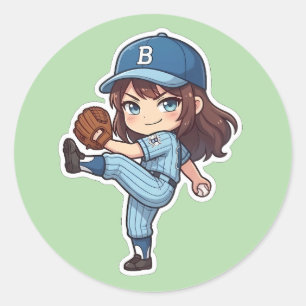 Sticker Rond Chibi Baseball Édition 2026 - Lancement du lanceur