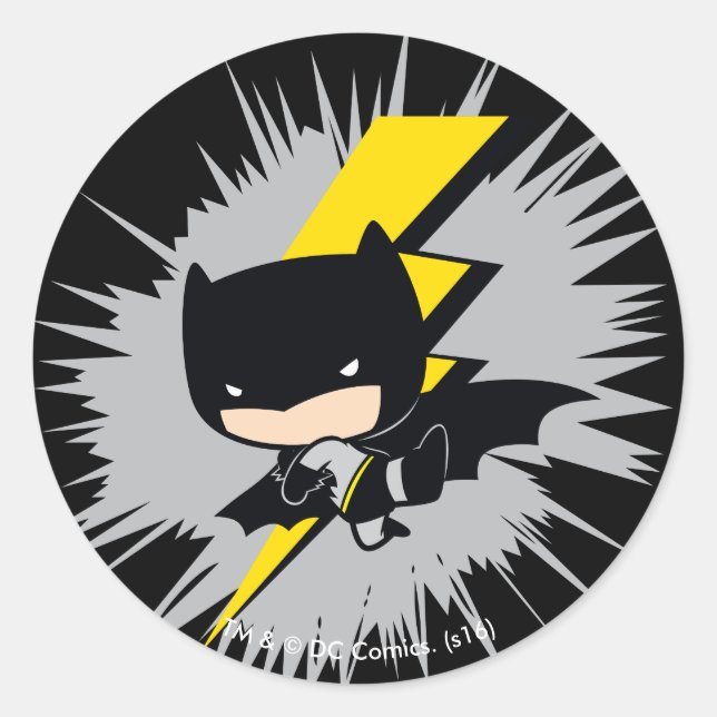 Sticker Rond Chibi Batman Lightning Kick (Devant)