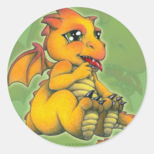 Sticker Rond Chibi Dragon