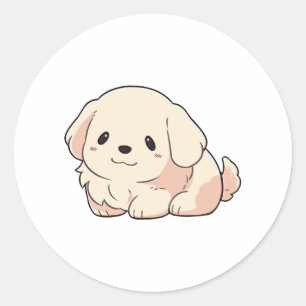 Sticker Rond Chibi Golden Retriever