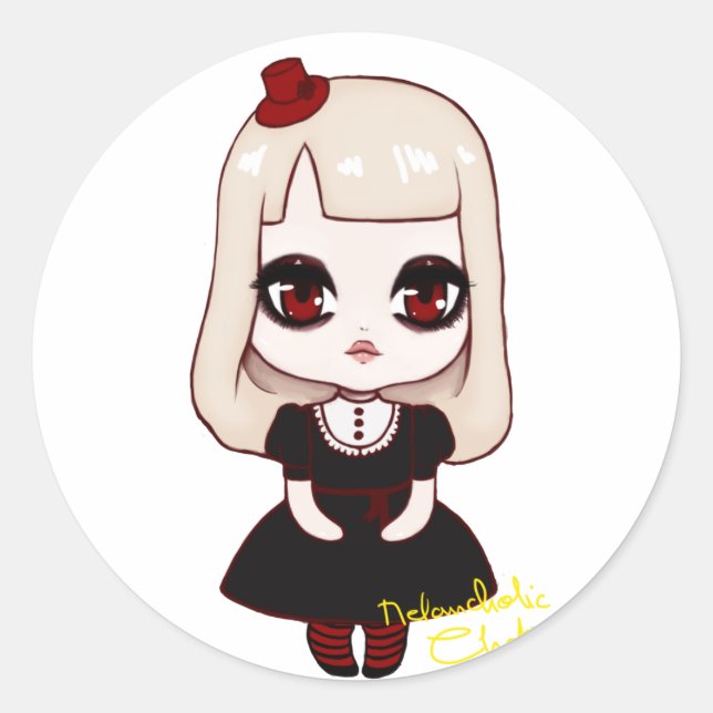 Sticker Rond Chibi goth loli (Devant)