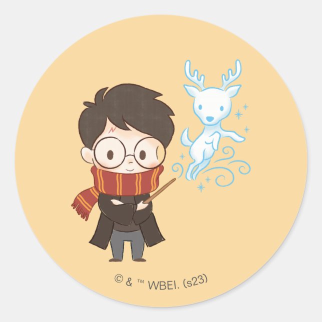 Sticker Rond Chibi HARRY POTTER™ Patronus (Devant)