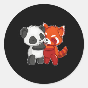 Sticker Rond Chibi Panda Ours Hugues Rouge Panda