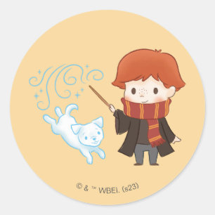 Sticker Rond Chibi Ron Weasley Patronus