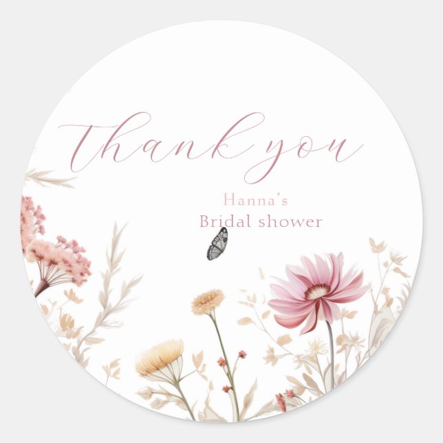 Sticker Rond Chic Amour en fleur Douche nuptiale (Devant)