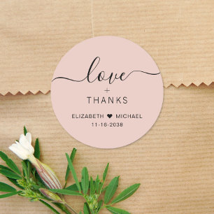 Sticker Rond Chic Amour Et Merci Blush Pink Mariage Merci