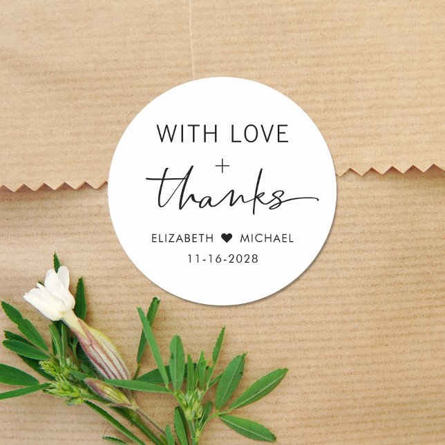 Sticker Rond Chic Amour Et Merci Mariage (Créateur téléchargé)