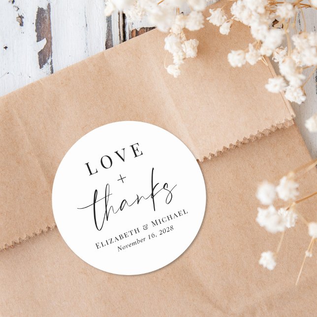 Sticker Rond Chic Amour Et Merci Mariage (Créateur téléchargé)