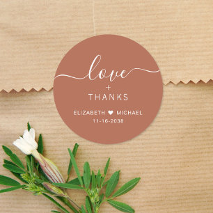 Sticker Rond Chic Amour Et Merci Terracotta Mariage Merci