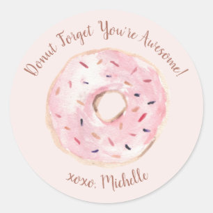 Sticker Rond Chic Aquarelle Donut Oubliez que vous êtes génial