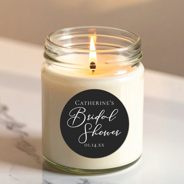 Sticker Rond Chic Black White Bridal Shower Personalized (Créateur téléchargé)