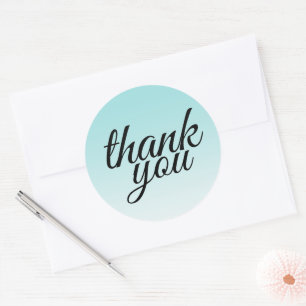 Sticker Rond Chic bleu turquoise ombré merci