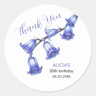 Sticker Rond Chic Bluebell Flower Blossom Anniversaire Merci