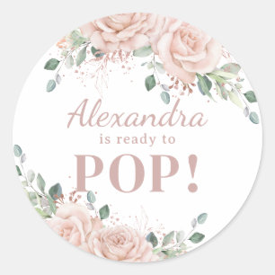 Sticker Rond Chic Blush rose Floral Rose Gold Baby Prêt à Pop