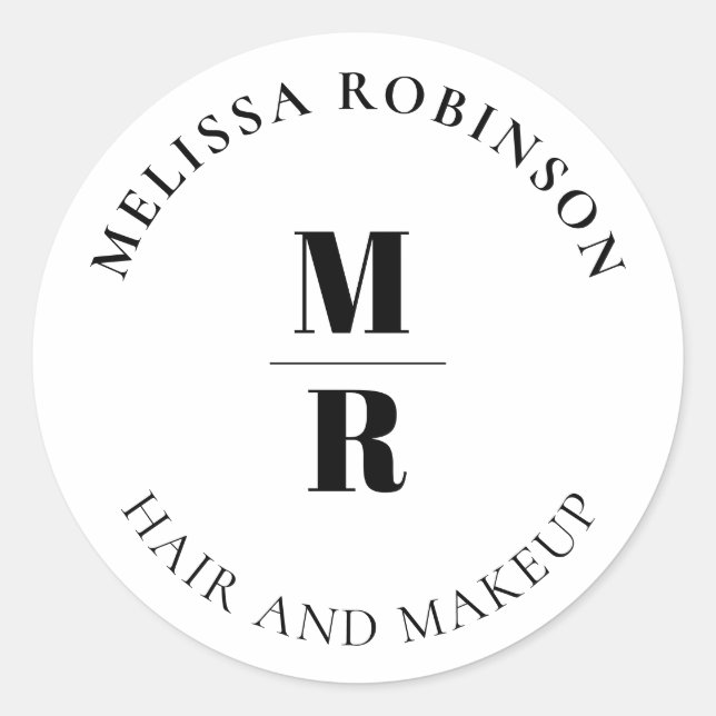 Sticker Rond Chic Bold Monogram Business (Devant)