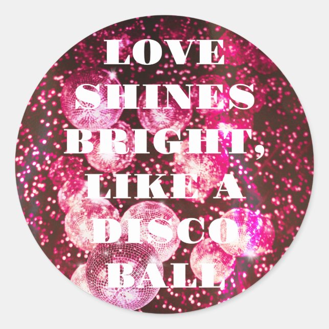 Sticker Rond Chic Bold Parties scintillant rose Rétro Boules Di (Devant)