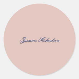 Sticker Rond Chic Calligraphie Nom Couleur Or Rose Adorable